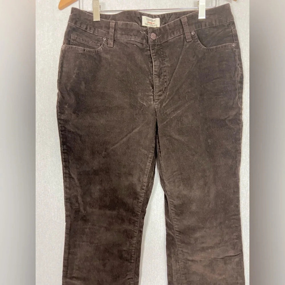 St.  Johns Bay Pants Women Brown Corduroy Straight Leg Cotton Pockets Sz 12 - Picture 3 of 13